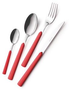 FAST Colourful Cutlery Set 16 Pieces: 4 Knives, 4 Forks, 4 Spoons, 4 Coffee Spoons (4 Place Settings) Red Colour