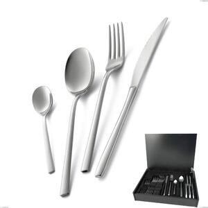 Fashion 24-piece cutlery set in wooden case, polished 18/10 AISI 304 stainless steel, 3 mm thickness