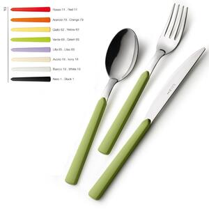 FAST Colourful Cutlery Set 4 Pieces: 1 Knife, 1 Fork, 1 Spoon, 1 Teaspoon in 18.C Stainless Steel