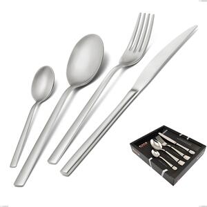 Fashion Sandblasted 24-piece cutlery set in showcase packaging, 18/10 (AISI304), 3 mm thickness
