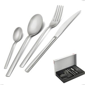 30-Piece Fashion Sandblasted Cutlery Set in Panoramic Packaging, 18/10 (AISI304), 3 mm Thickness