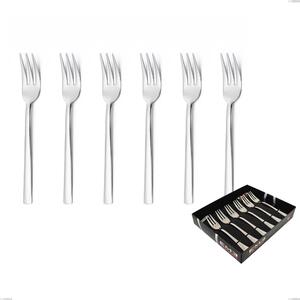 Set of 6 Fashion Sandblasted dessert forks in showcase packaging, 18/10 (AISI304), thickness 3 mm