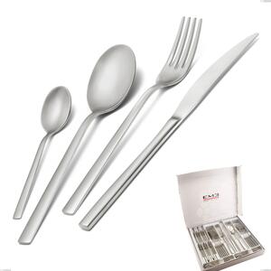 Fashion Sandblasted 24-piece cutlery set in presentation box, 18/10 (AISI304), 3 mm thickness