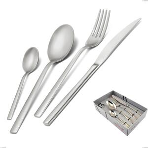 16-Piece Fashion Sandblasted Cutlery Set in Showcase Packaging, 18/10 (AISI304), 3 mm Thickness