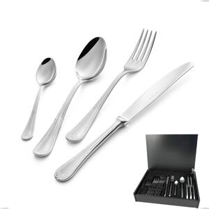 Firenze 24-Piece Cutlery Set in Wooden Case, Stainless Steel 18.10 (Aisi304), 2.5 mm Thickness