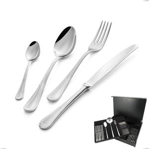 Firenze 75-Piece Cutlery Set in Wooden Case, Stainless Steel 18.10 (Aisi304), Thickness 2.5 mm