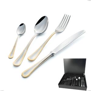 Firenze oro 24-piece cutlery set in wooden case, stainless steel 18-10, 24 carat gold, thickness 2.5 mm