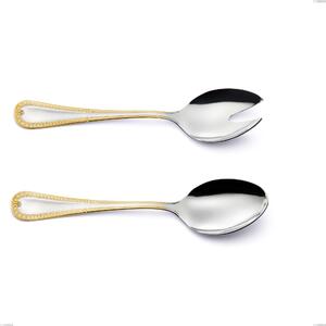 Firenze Gold Salad Cutlery, 18-10 Stainless Steel, 24 Carat Gold, 2.5 mm Thickness, 233 mm Length