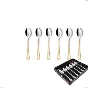 Set of 6 Firenze oro coffee spoons in display case, 18-10 stainless steel, 24 carat gold, 2.5 mm thickness