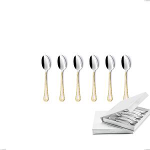 Set of 6 Firenze Oro Moka Spoons in Book-style Box, 18-10 Stainless Steel, 24 Carat Gold, 2.5 mm Thickness