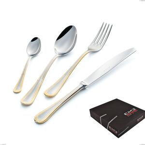 Firenze oro 49-piece cutlery set in gift box, 18-10 steel, 24-carat gold, 2.5 mm thickness