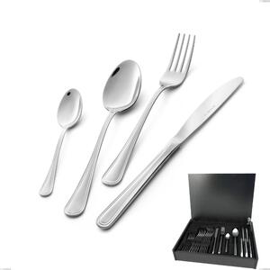Galles 24 Piece Cutlery Set in Wooden Case, Economic Knife, Stainless Steel 18/10 (aisi 304), 2.00 mm Thickness