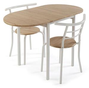 Table set with 2 chairs Versa White 55 x 77 x 61 cm Metal PVC MDF Wood