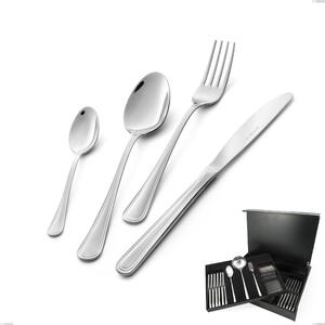 75 Piece Galles Cutlery Set in Wooden Case, Economical Knife, Stainless Steel 18/10 (AISI 304), 2.00 mm Thickness