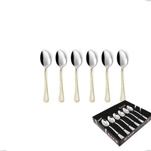 Galles oro 6 coffee spoons set, showcase packaging, 18-10 steel, 24 carat polished gold, 2 mm thickness