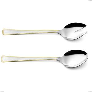 Galles Gold Salad Cutlery Pair, 18-10 Stainless Steel, 24 Carat Polished Gold, 2 mm Thickness, 231 mm Length