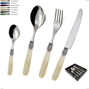 Coloured Cutlery Set 24 Pieces GEORGIAN in 18/10 Stainless Steel (AISI304) with NYLON Handle Dishwasher Safe