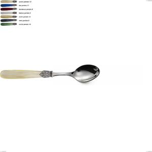 Georgian Dessert Spoon, 18/10 AISI 304 Polished Stainless Steel with Pearly Acrylic Handle, Length 155 mm
