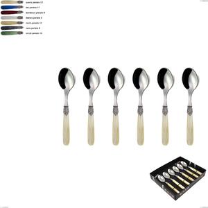 Showcase Box 6 Pieces Georgian Coffee Spoon, 18/10 AISI 304 Polished Stainless Steel with Pearly Acrylic Handle