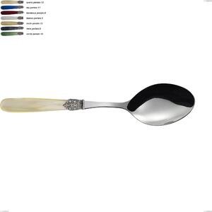 Georgian Serving Spoon, 18/10 AISI 304 Polished Stainless Steel with Pearl Acrylic Handle, Length 237 mm