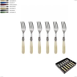 Showcase Pack 6 Pieces Georgian Dessert Forks, 18/10 AISI 304 Polished Stainless Steel with Pearlescent Acrylic Handle