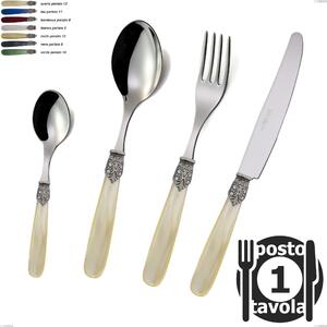 Georgian 1 Place Setting Cutlery, 18/10 AISI 304 Polished Stainless Steel with Pearlised Acrylic Handle