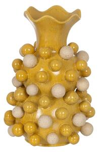 Vase Yellow White Ceramic 28,3 x 28,3 x 39,7 cm