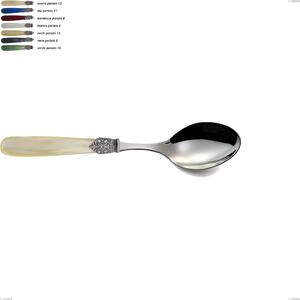 Georgian Table Spoon, 18/10 AISI 304 Polished Stainless Steel with Pearlescent Acrylic Handle, Length 211 mm