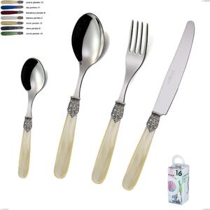 You&Me 16 Pieces Georgian Cutlery Set, 18/10 AISI 304 Polished Stainless Steel with Pearl Acrylic Handle