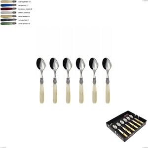 Showcase Pack 6 Pieces Moka Spoon Georgian, 18/10 AISI 304 Polished Steel with Pearly Acrylic Handle Cutlery Set