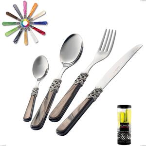 Ginevra Cylinder Package 24 Pieces Cutlery Set, (Stainless Steel 18.10 AISI 304), Methacrylate Handle