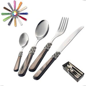 Ginevra 24-piece cutlery set in space-saving packaging, (stainless steel 18.10 AISI304), methacrylate handle