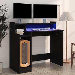 Desk with LED Lights Black 97x45x90 cm Engineered Wood