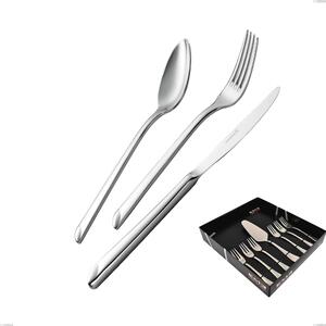 Goccia 7-piece Dessert Cutlery Set, Small Forks and Cake Server, Showcase Packaging, 18/10 Stainless Steel (Aisi 304), 4 mm Thickness