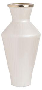 Vase White Golden Aluminium Crystal 28 x 28 x 57 cm