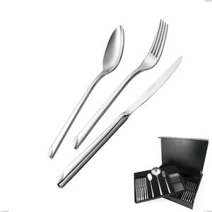75-Piece Cutlery Set in Wooden Case with Hollow Handle Knife Goccia, Stainless Steel 18/10 (Aisi 304), 4 mm Thickness Goccia