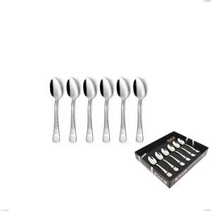 Hermitage 6 Moka Spoons Set in Display Box, Polished Stainless Steel 18.10 (AISI304), 2.5 mm Thickness