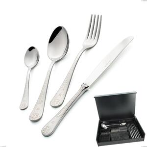 Hermitage 51-piece Cutlery Set in Wooden Case, Polished Stainless Steel 18.10 (AISI304), 2.5 mm Thickness