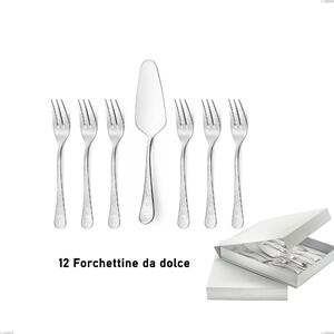 Hermitage 13 Piece Dessert Cutlery Set, Small Forks and Cake Server in Book-Style Box, Polished Stainless Steel 18.10 (AISI304), 2.5 mm Thickness