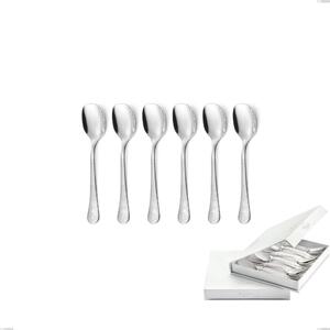 Hermitage 6-piece Ice Cream Spoon Set in Book-style Box, Polished Stainless Steel 18.10 (AISI304), 2.5 mm Thickness