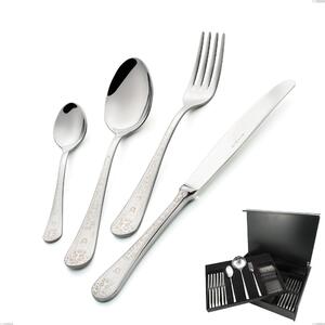 HERMITAGE 75-piece Cutlery Set in 18/10 Mirror-polished Stainless Steel, 2.5 mm Thickness, with Wooden Case