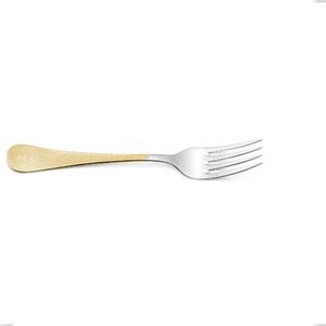Hermitage Gold Serving Fork, 18-10 Stainless Steel, 24 Carat Polished Gold, 2.5 mm Thickness, 233 mm Length