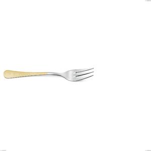 Hermitage Gold Dessert Fork, 18-10 Stainless Steel, 24 Carat Polished Gold, 2.5 mm Thickness, 152 mm Length