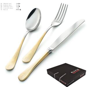 HERMITAGE ORO 49 Piece Cutlery Set in 18/10 Stainless Steel Mirror Polished 2.5 mm in Gift Box