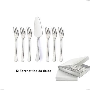 Impero Dessert Treats Cutlery Set, 13 Pieces Including Small Forks and Cake Server, Packaged in a Book-Style Case, STAINLESS STEEL 18.10 (AISI304), 2.5 MM Thickness