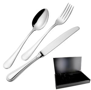 Impero Argentato 24-Piece Silver-Plated Cutlery Set, Silver 25 Microns, 3 mm Thickness in Wooden Case