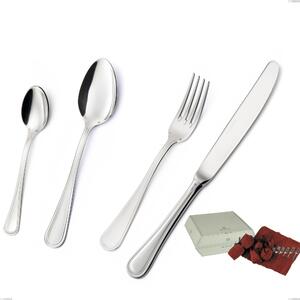 Silver Cutlery Set 75 Pieces with Anti-Tarnish Case impero Silver 8 Micron, Stainless Steel Aisi 304 Silver Finish, Silver Thickness 8 Microns, Cutlery Thickness 3 mm