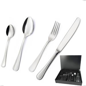 Impero Silver 8 Micron 24-Piece Cutlery Set with 8 Micron Silver Coating in Wooden Box, Stainless Steel Aisi 304 Silver Finish, Silver Thickness 8 Microns, Cutlery Thickness 3 mm