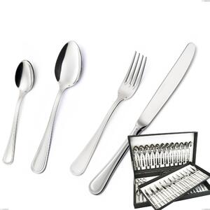 Impero Silver 8 Micron 75-Piece Cutlery Set, Hollow Handle Knife, Stainless Steel Aisi 304 Silver Finish, Silver Thickness 8 Microns, Cutlery Thickness 3 mm