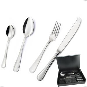 Impero Silver 8 Micron 51-Piece Cutlery Set in Wooden Canteen Box, Stainless Steel AISI 304 Silver Finish, 8 Micron Silver Thickness, 3mm Cutlery Thickness
